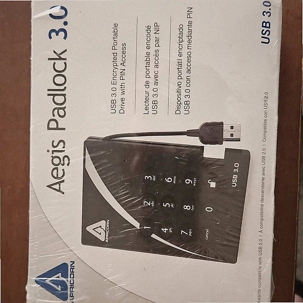 Apricorn Aegis Padlock 3.0 500GB USB 3.0 Secure PIN AES Encrypted External Drive